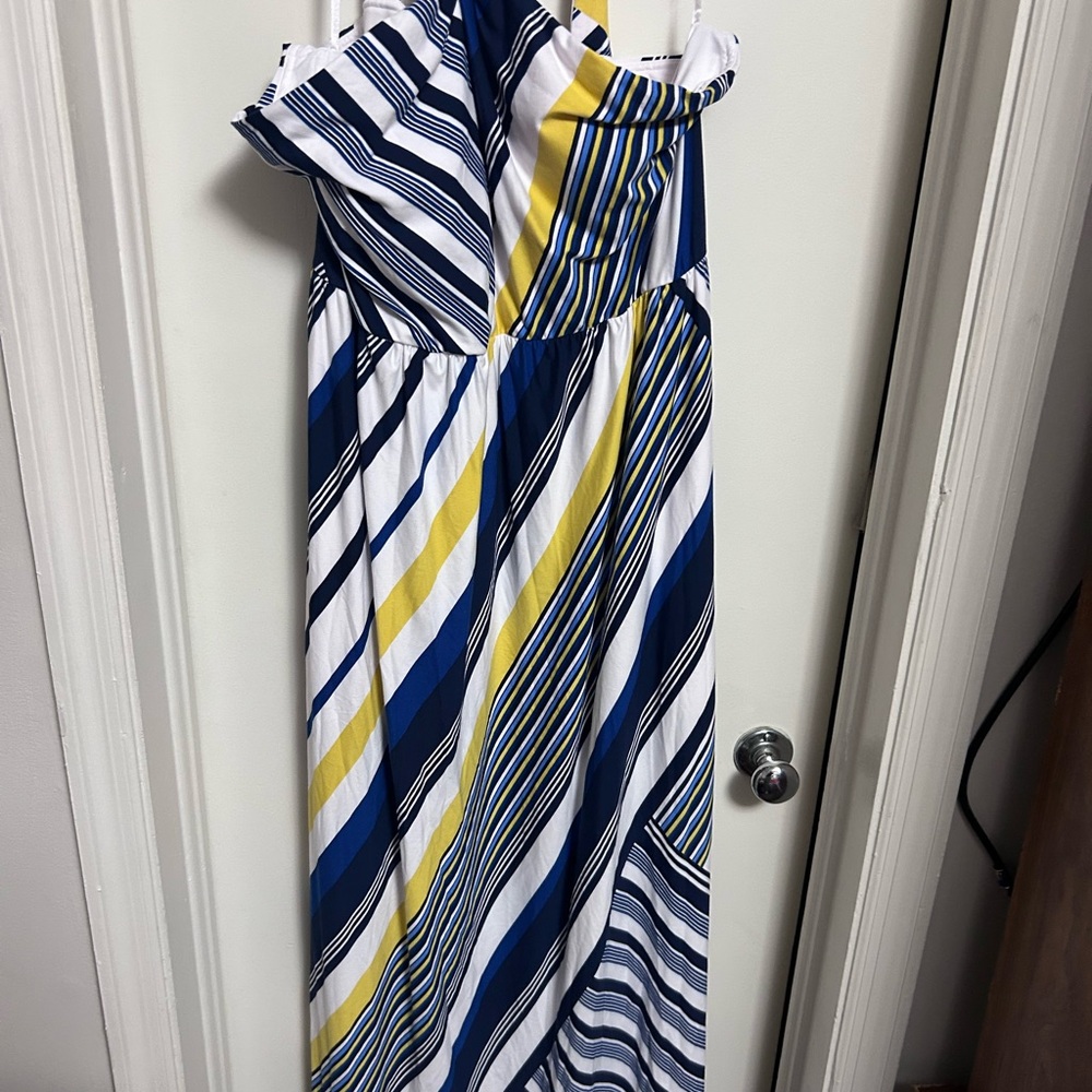 Soma Striped Maxi Dress - Blue, Yellow, White